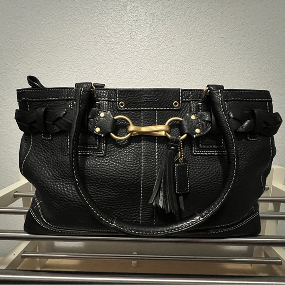 Coach Hampton Black Shoulder Bag/satchel with Braided creed patch M0693-10531 - Picture 7 of 17